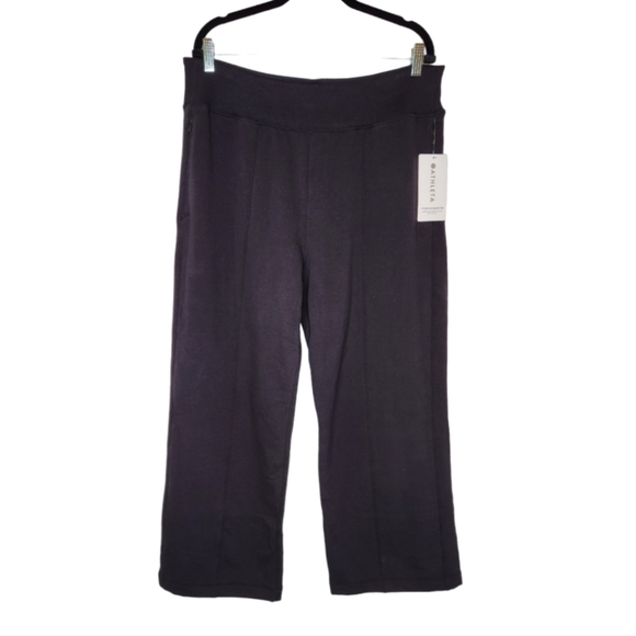 NEW Athleta Retroplush Straight Leg Black Pants Size XL